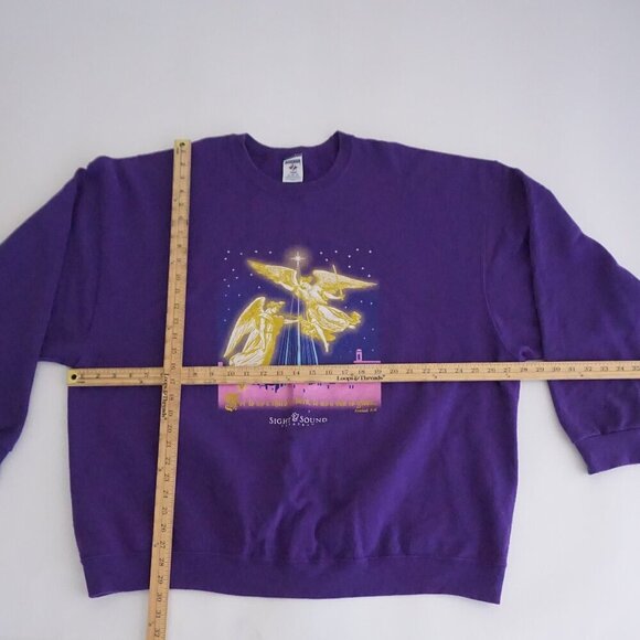 VTG '90S Jerzees Purple Sight And Sound Theaters Religious Crewneck Sweater 3XL - Picture 1 of 9